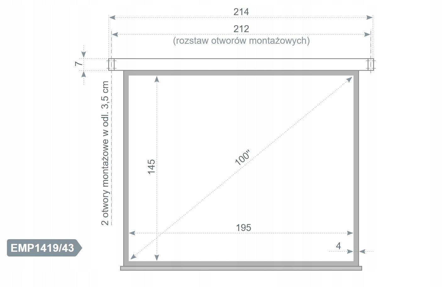 Ceiling Wall Projection Screen Large Handheld 195x145 cm 100 inches Packaging status original