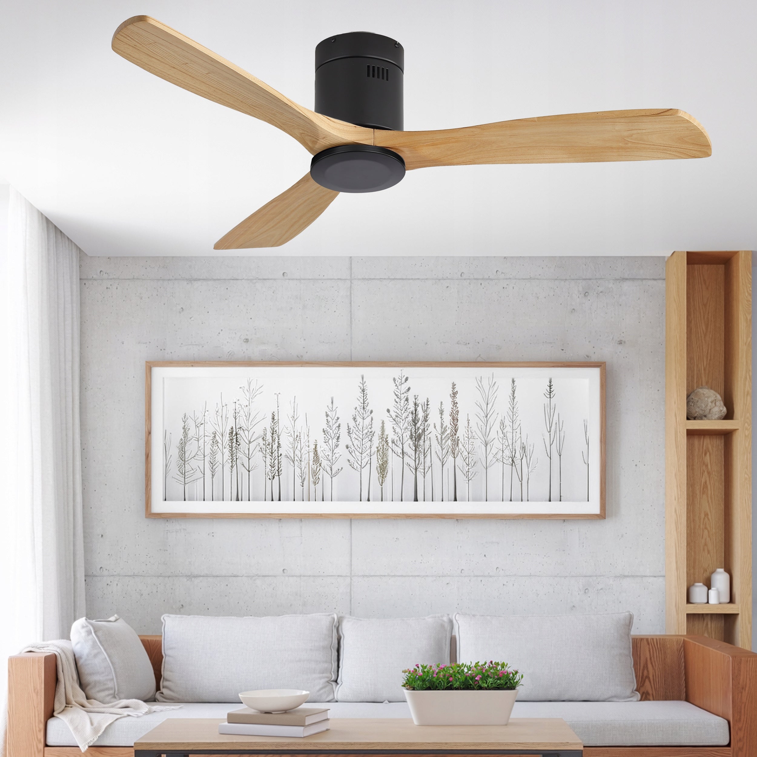 Ceiling fan EBERG DRIX 133cm WOODEN blades quiet fan + remote control Brand EBERG