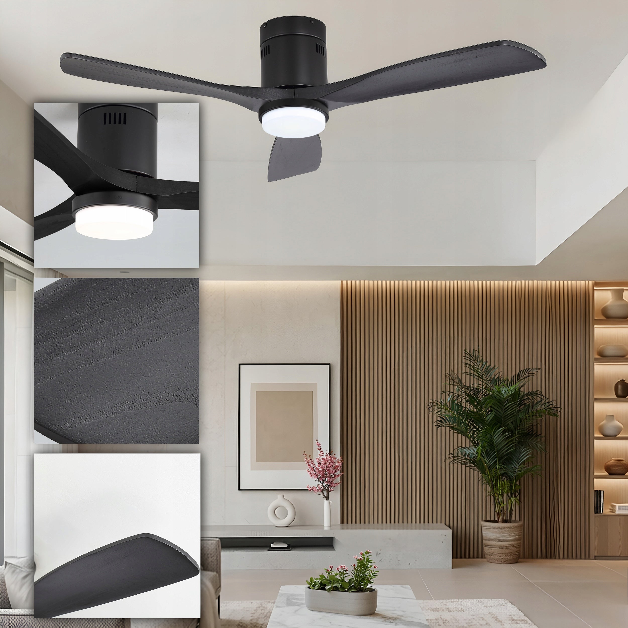 Ceiling fan LED lamp WOODEN shovels quiet fan XL 133cm+pilot Packaging status original