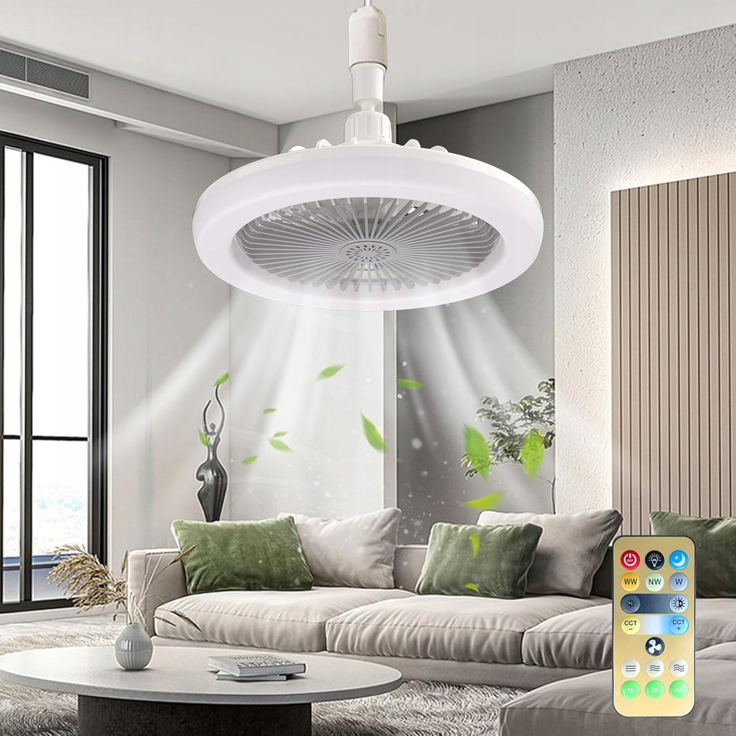 Ceiling fan LED plafond lamp E27 with remote control Power supply mains