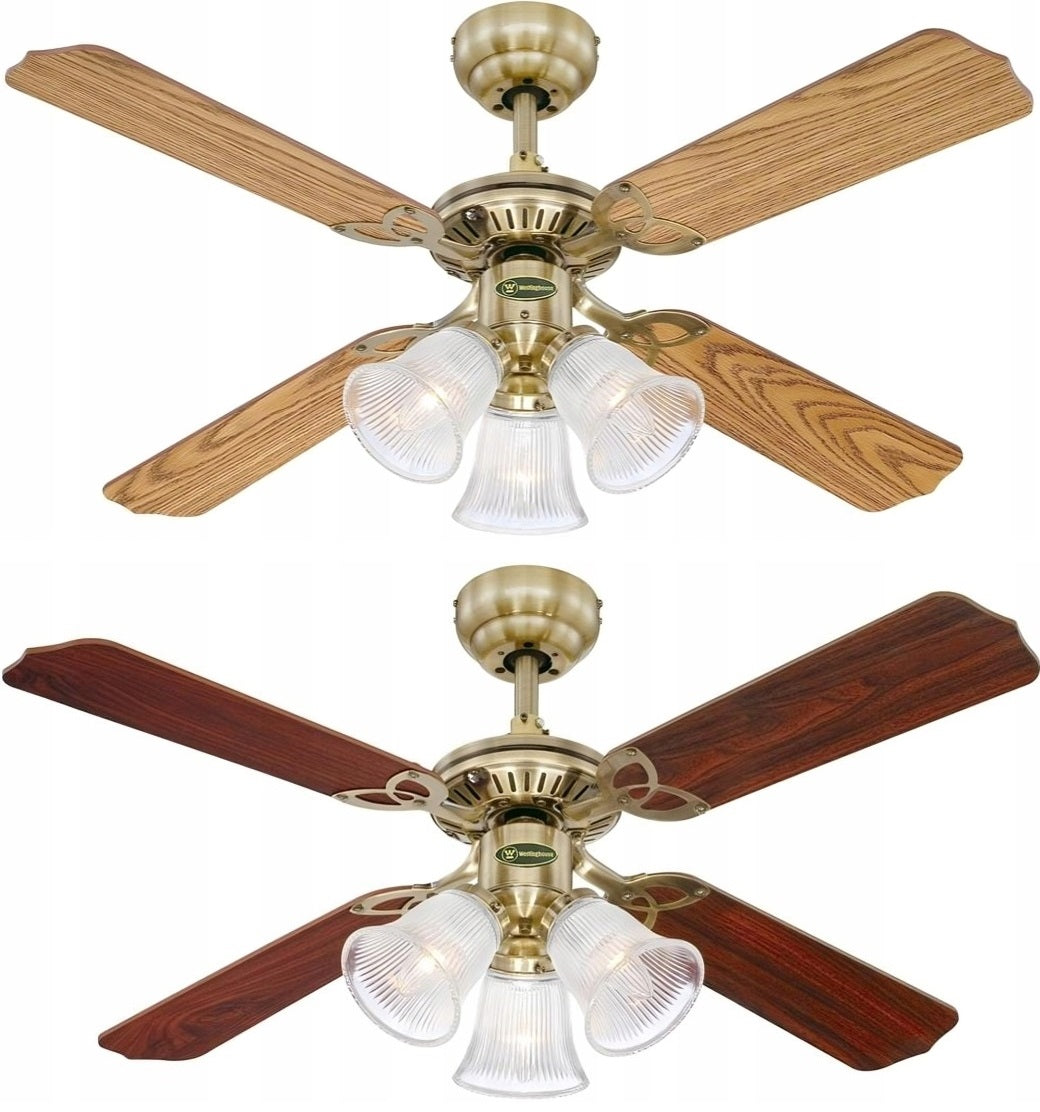 Ceiling fan PRINCESS GOLD NEW - 105cm | 3 Lamps, Traditional style