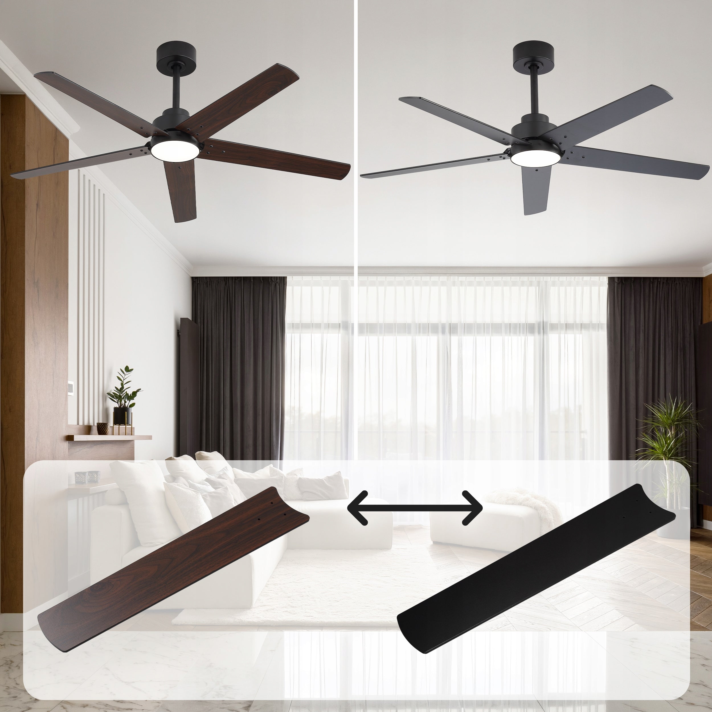 Ceiling fan with lamp EBERG STX 6 speed silent fan 132cm remote control Manufacturer code EBERG STX 5 łopatek silnik DC cichy 132 cm