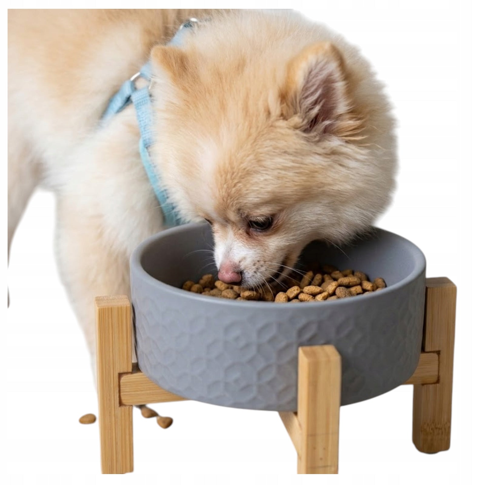 Ceramic Bowl on Bamboo Stand KERAMO SOLO Grey 300ml Capacity 0.3 l