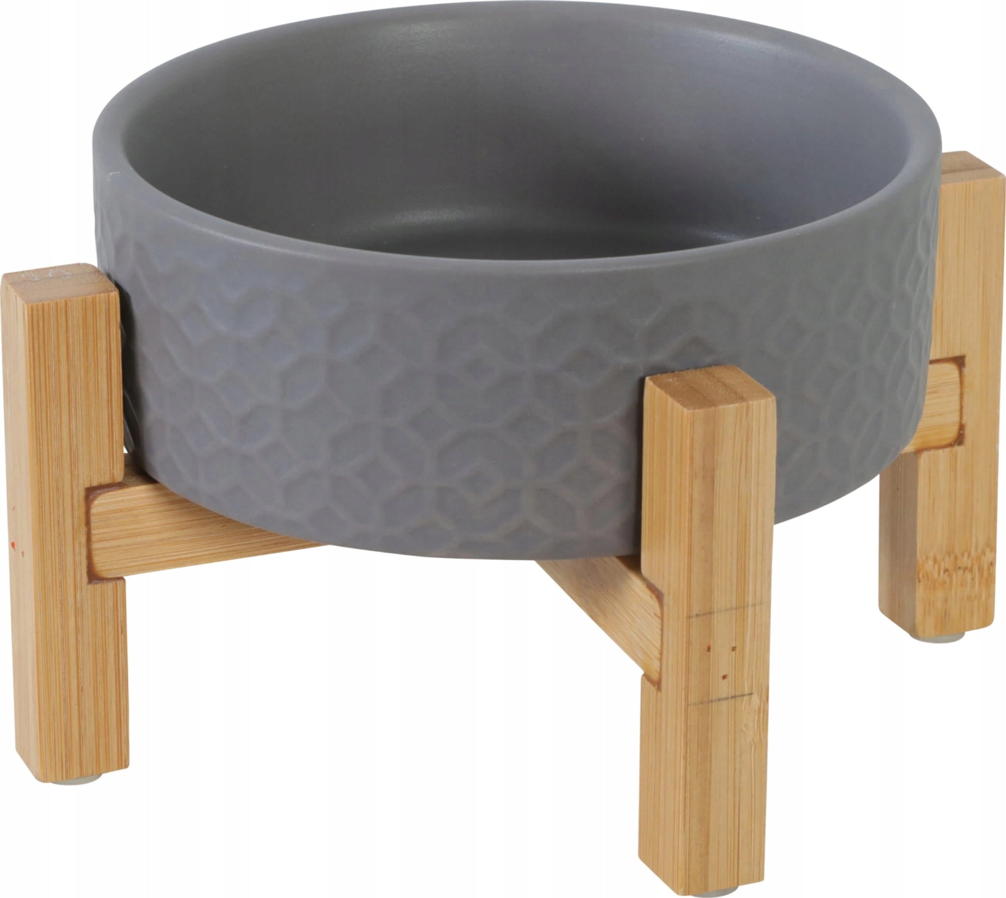 Ceramic Bowl on Bamboo Stand KERAMO SOLO Grey 300ml Color multicolor