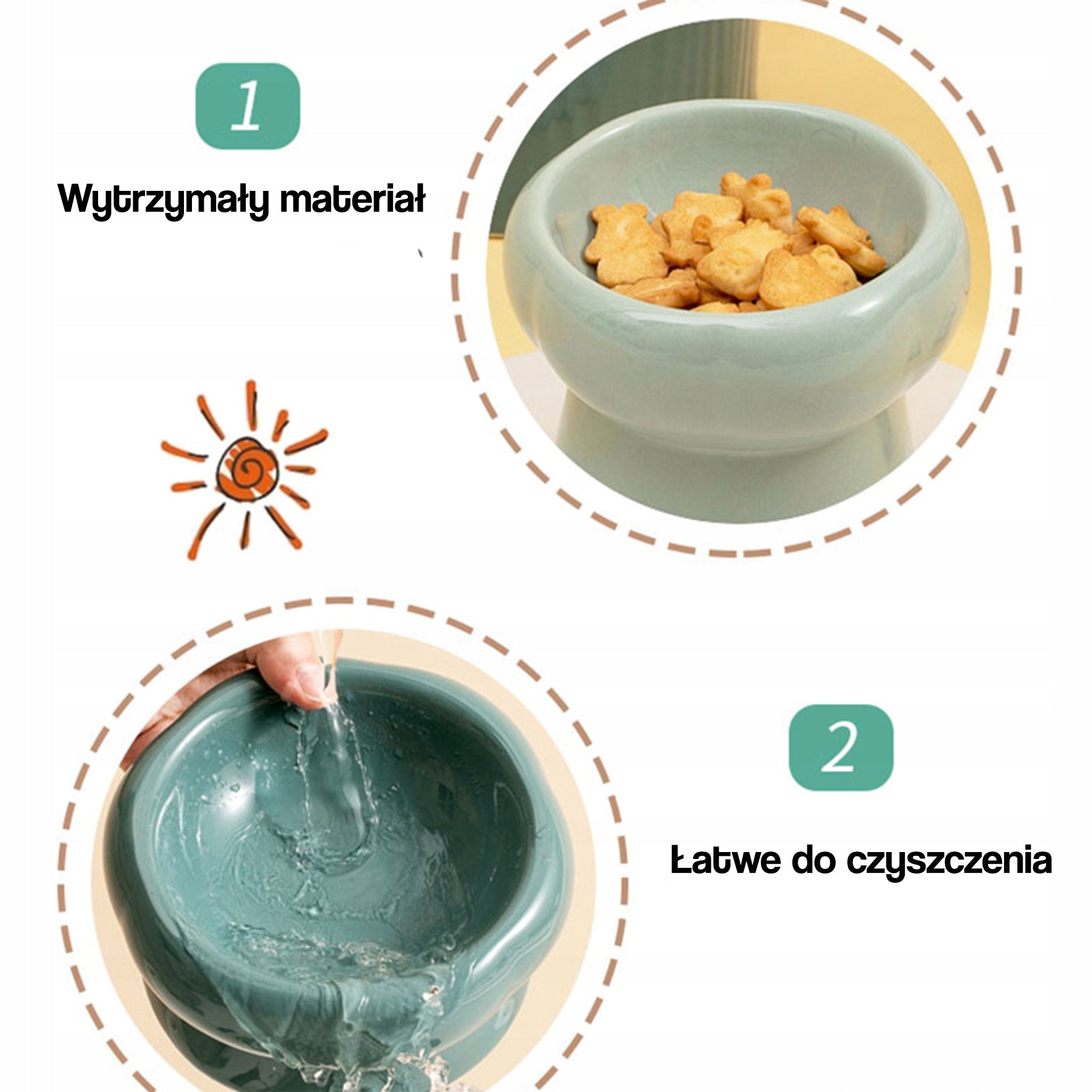 Ceramic Design Cat Dog Bowl Elevated Dark Green 180ml Capacity 0.18 l