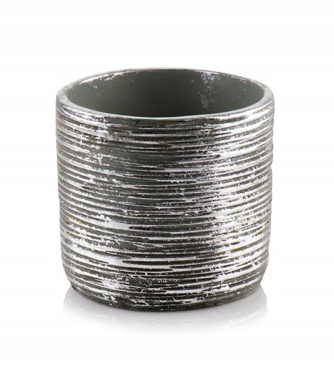 Ceramic Flower Pot Rustic 14x13 cm Silver