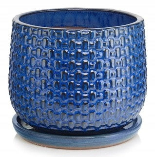 Ceramic Garden Planter with Stand 32x26 cm Turquoise Material ceramic