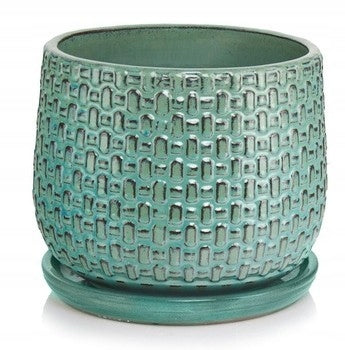 Ceramic Garden Planter with Stand 32x26 cm Turquoise