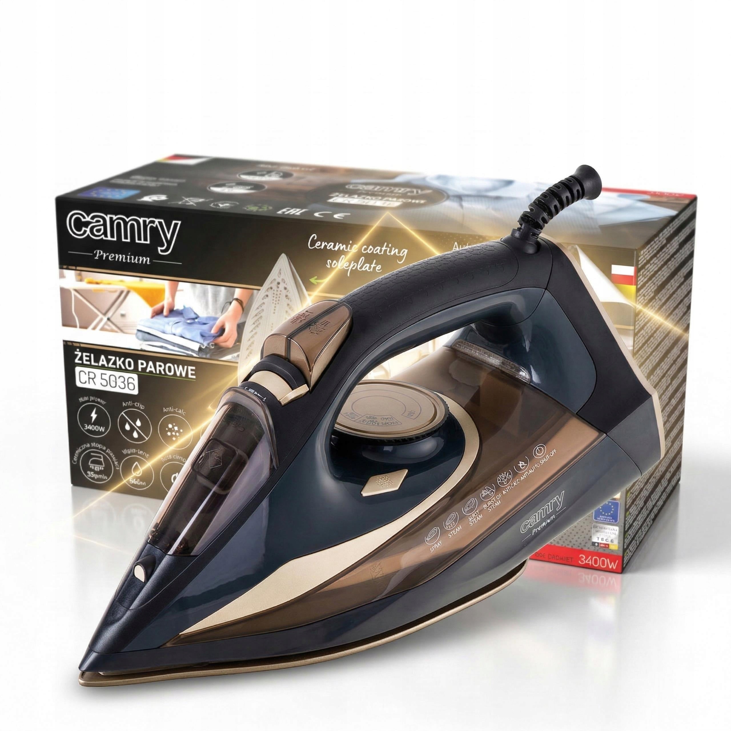 Ceramic Steam Iron HIGH POWER 3400W Self Cleaning FIREFIGHTER ANTI-DRIP