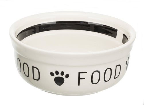 Ceramic bowl "Food" for dog white/black 0.6 l/15 cm Material ceramic