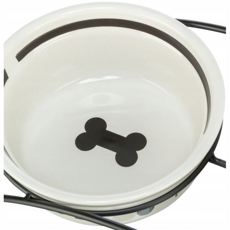Ceramic bowl "Food" for dog white/black 0.6 l/15 cm Trade name TRIXIE Miska Ceramiczna
