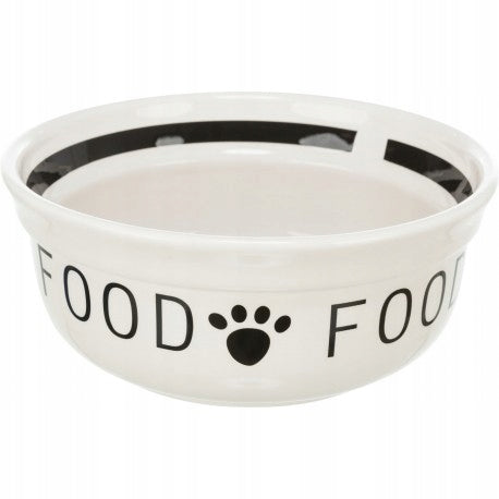 Ceramic bowl "Food" for dog white/black 0.6 l/15 cm