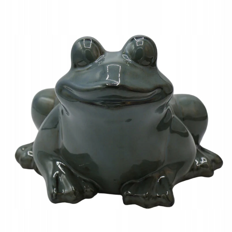 Ceramic frog green frog figurine for decoration 13 cm