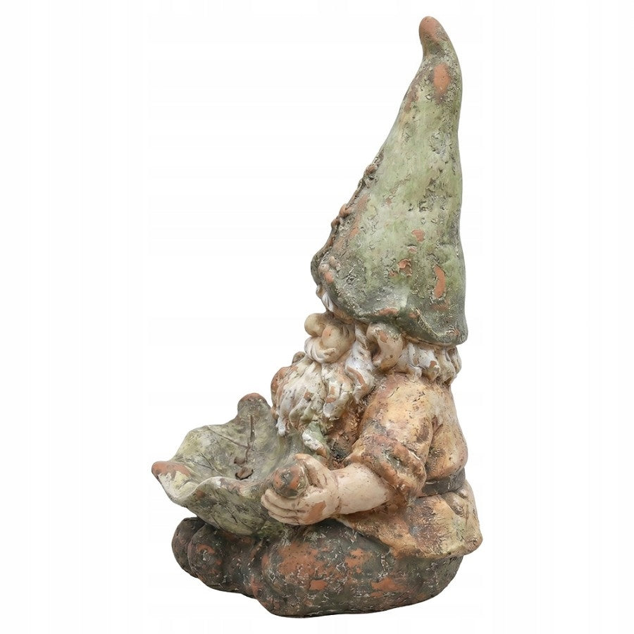 Ceramic garden gnome with leaf - feeder and decoration, 45 cm Manufacturer no brand