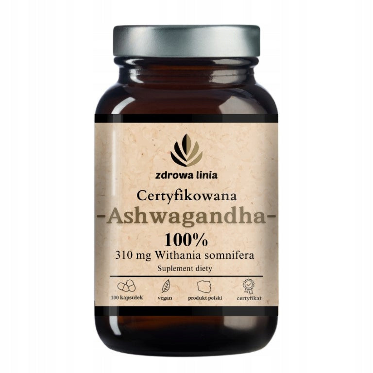 Certified Ashwagandha 100% 310 mg Withania somnifera Brand Zdrowa Linia