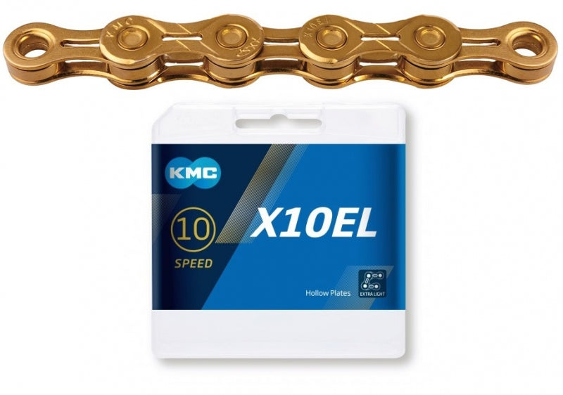 Chain KMC X10EL 10 row 114 links + clip BOX gold