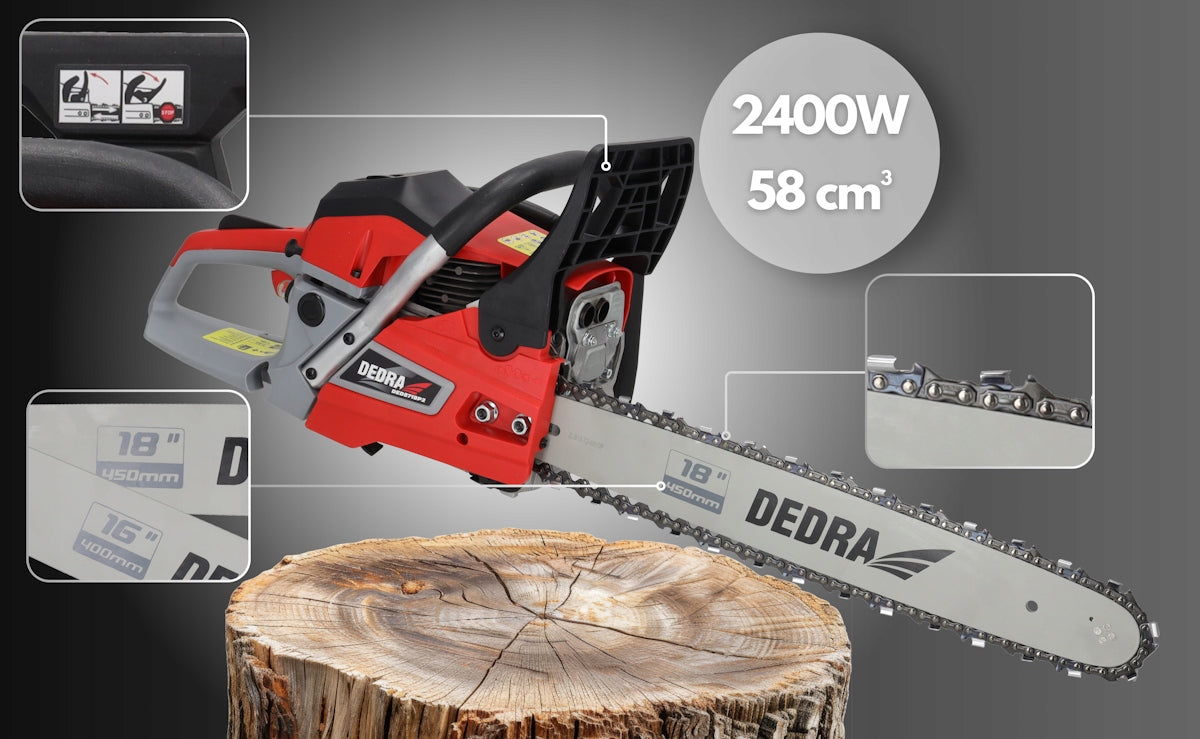 Chainsaw 2 guides 45cm 40cm 2,4kW 58cm³ DEDRA Chain manufacturer Dedra