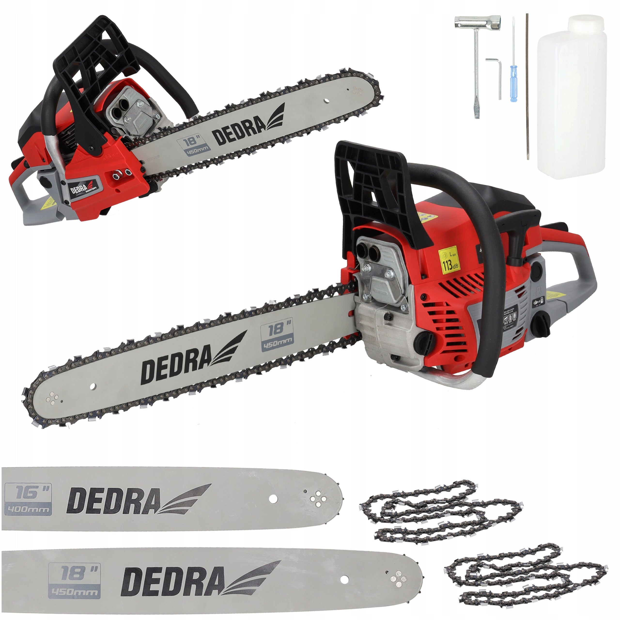 Chainsaw 2 guides 45cm 40cm 2,4kW 58cm³ DEDRA