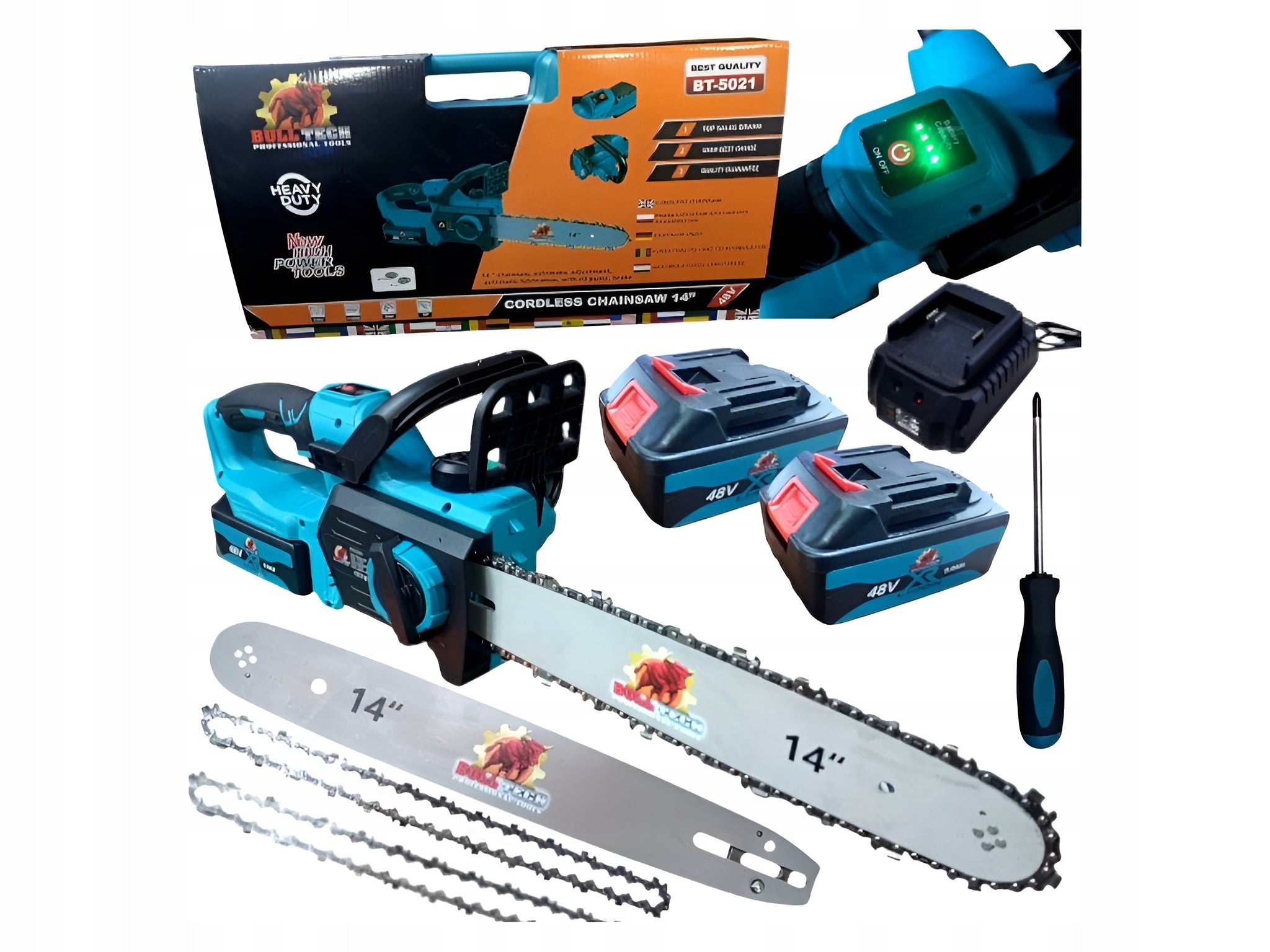 Chainsaw Bull Tech cordless 14 2x48V battery and charger Series PROFESSIONAL TOOLS