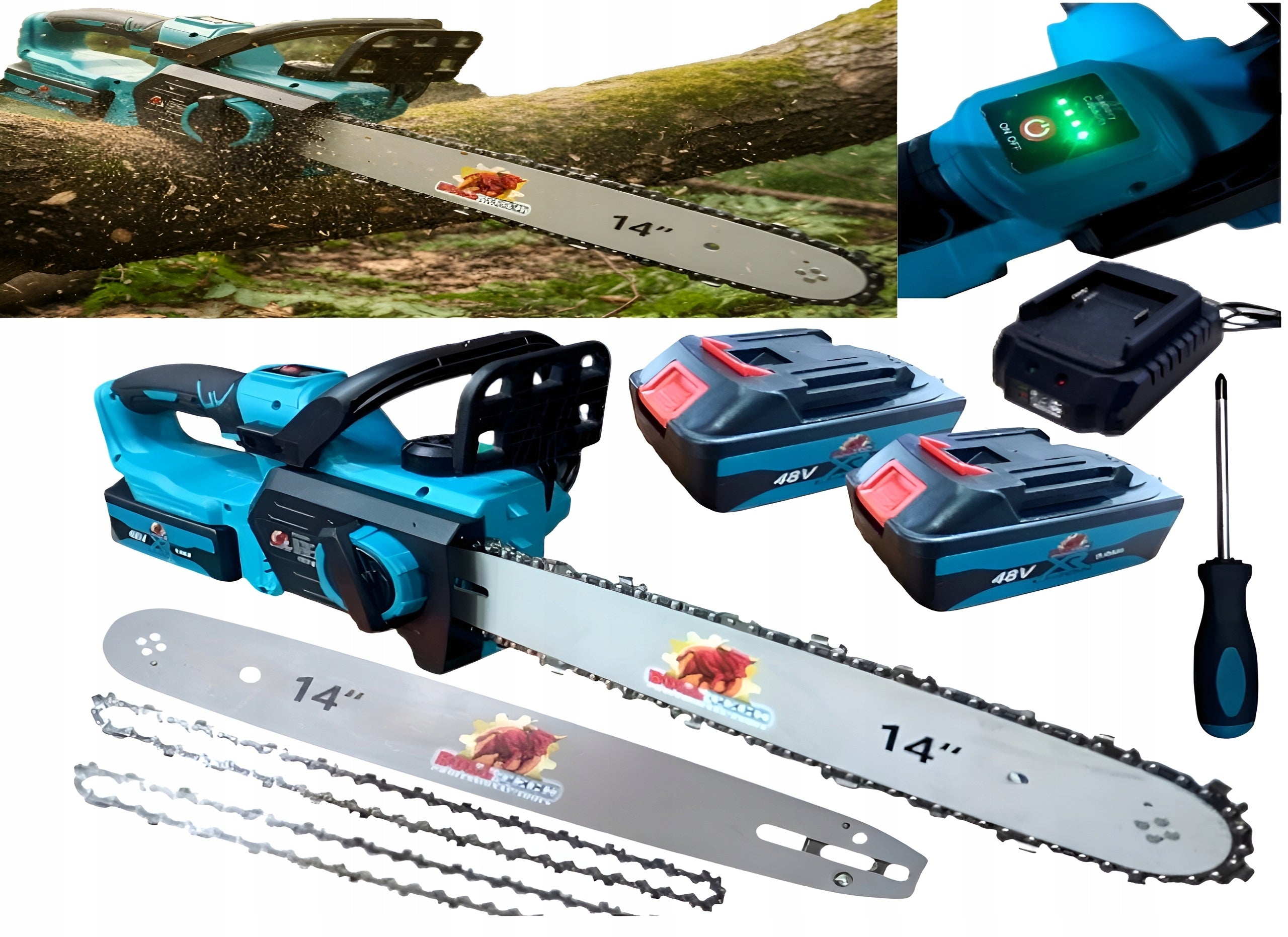 Chainsaw Bull Tech cordless 14 2x48V battery and charger