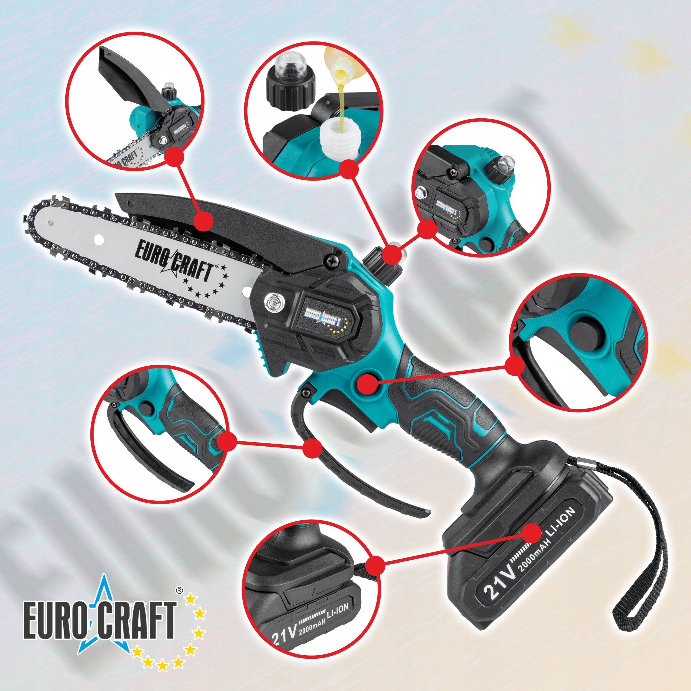 Chainsaw CORDLESS chain lubrication SAW 2 chains 15cm Manufacturer code 2919