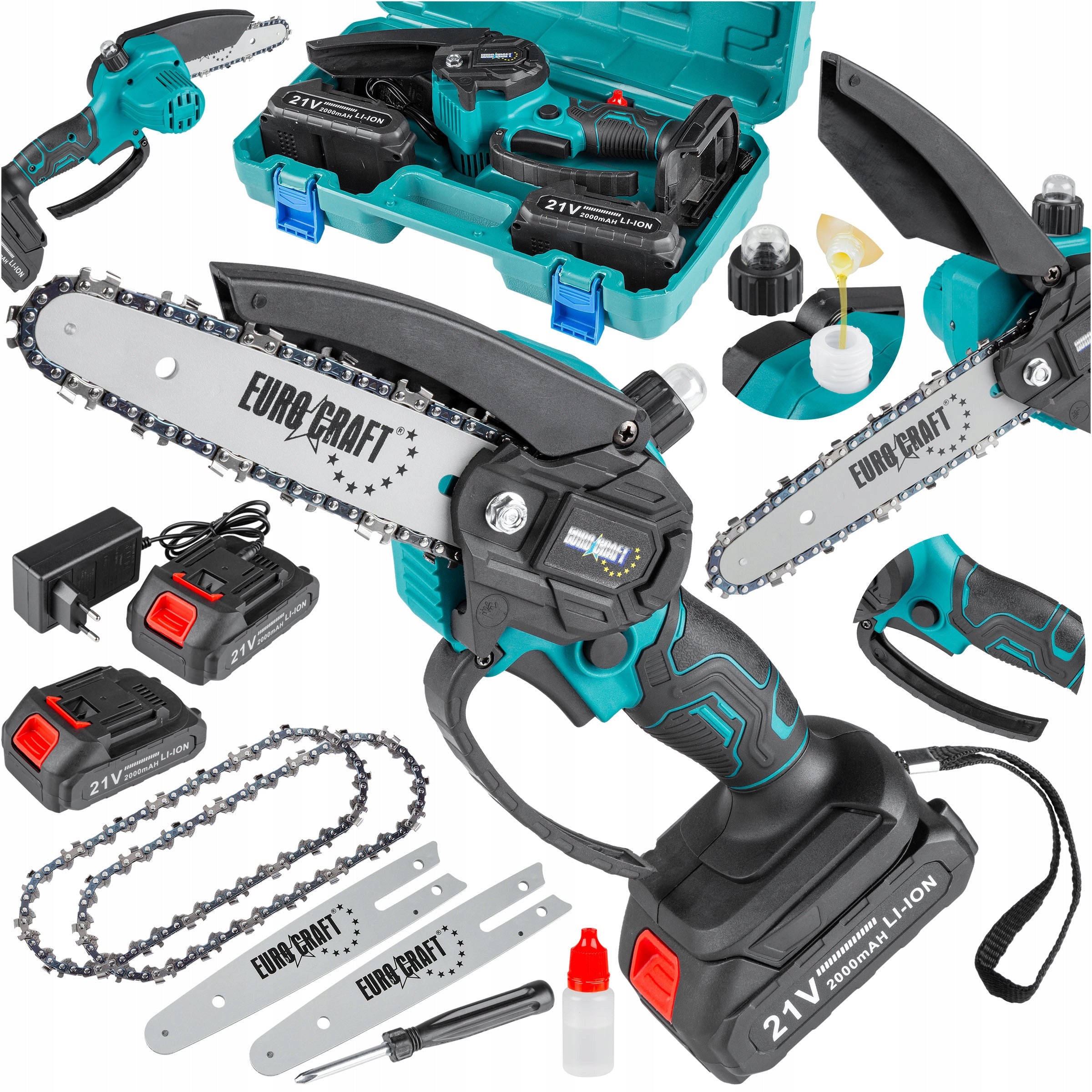 Chainsaw CORDLESS chain lubrication SAW 2 chains 15cm