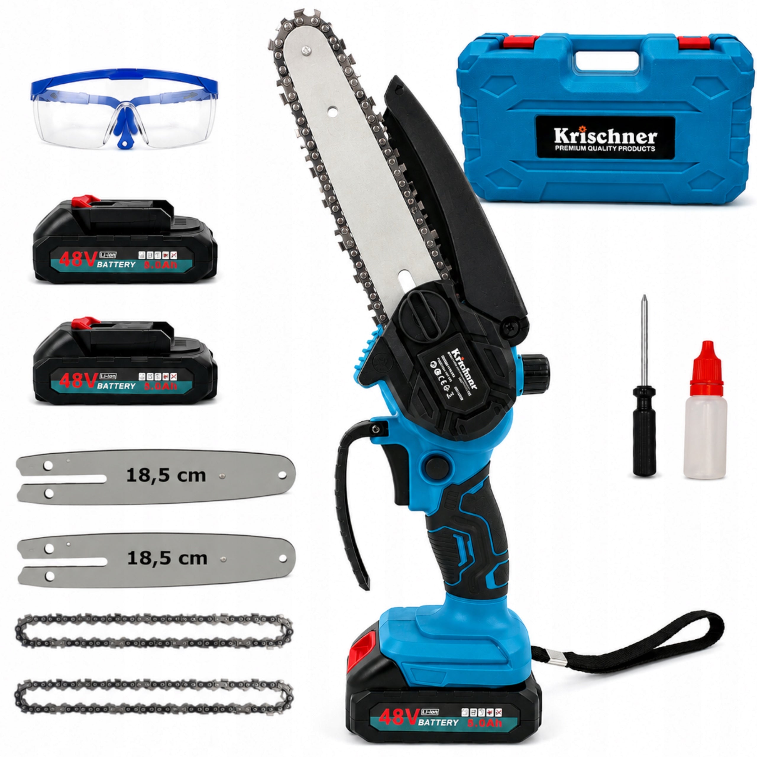 Chainsaw Cordless Branch Saw 6" 2x AKU 48V with Oil
