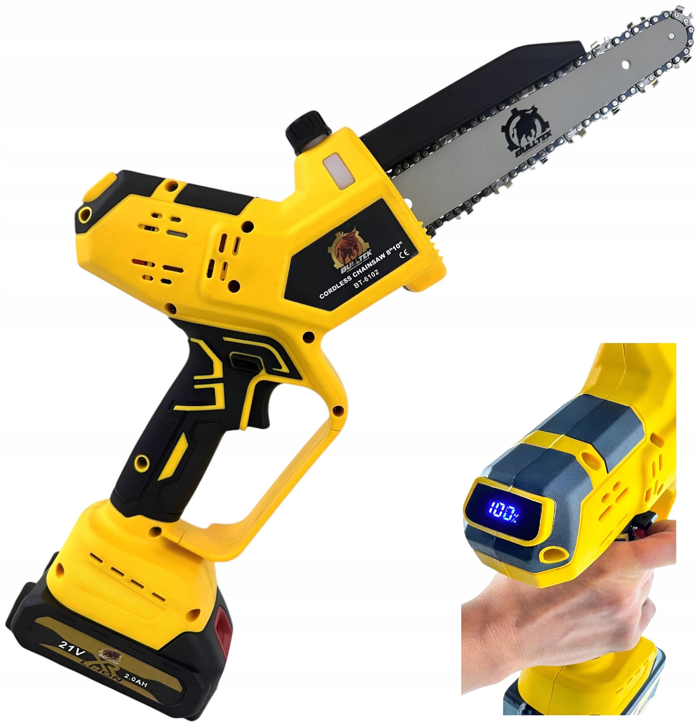 Chainsaw Cordless Electric Saw 8″ 2x AKU BRANCH European emissions standard EURO 6