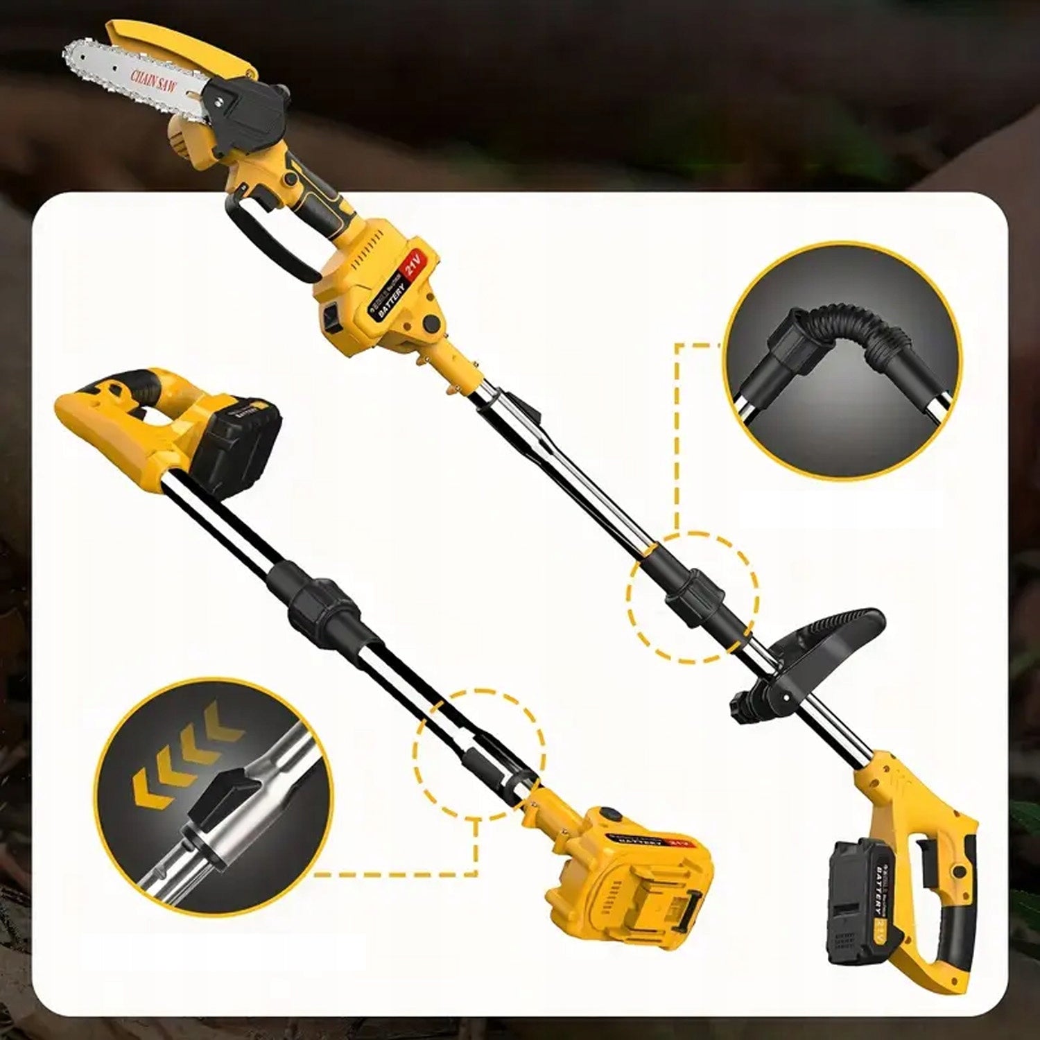 Chainsaw Cordless Telescopic Tree Saw 6" 2 x AKU Battery capacity 3 Ah