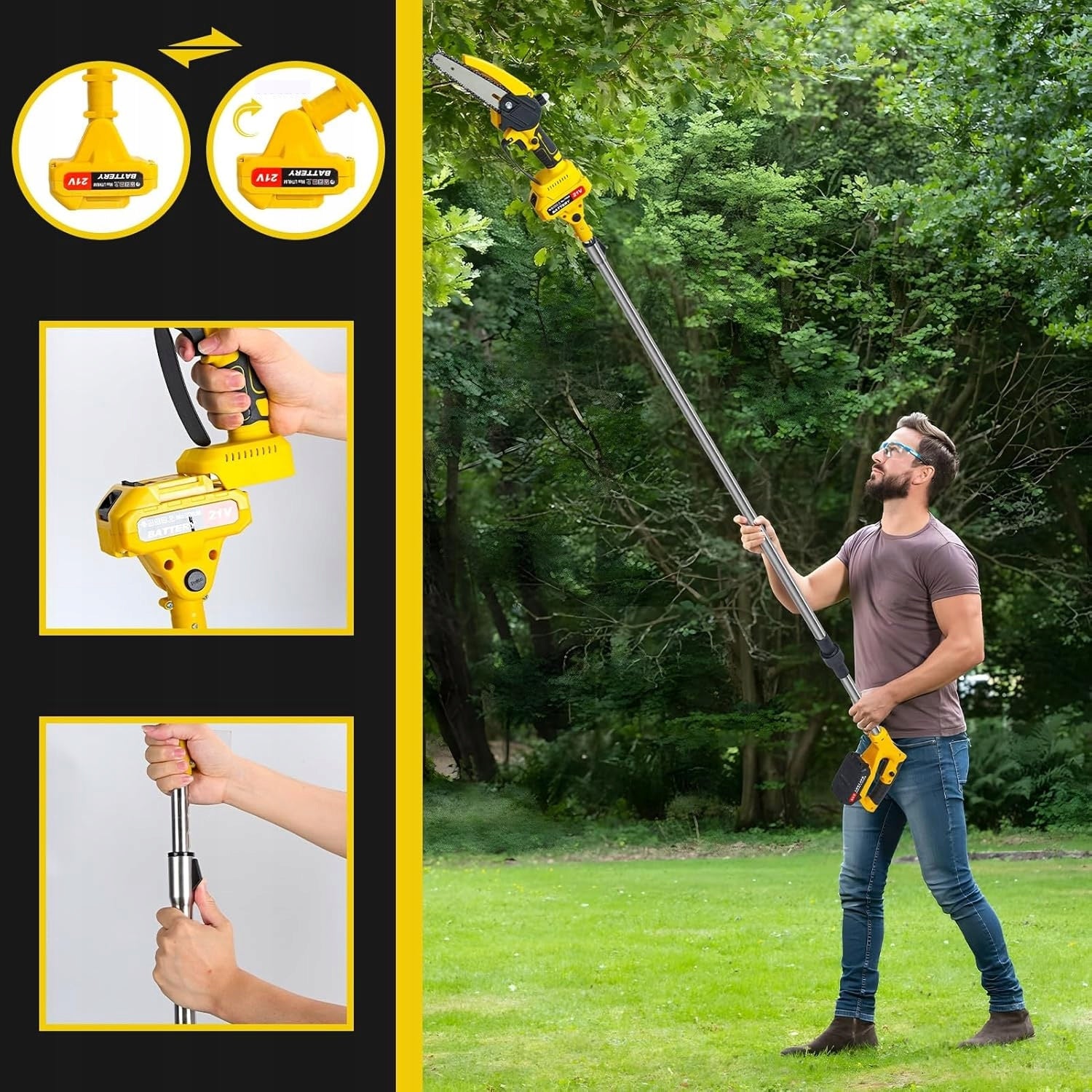 Chainsaw Cordless Telescopic Tree Saw 6" 2 x AKU Brand Bedee