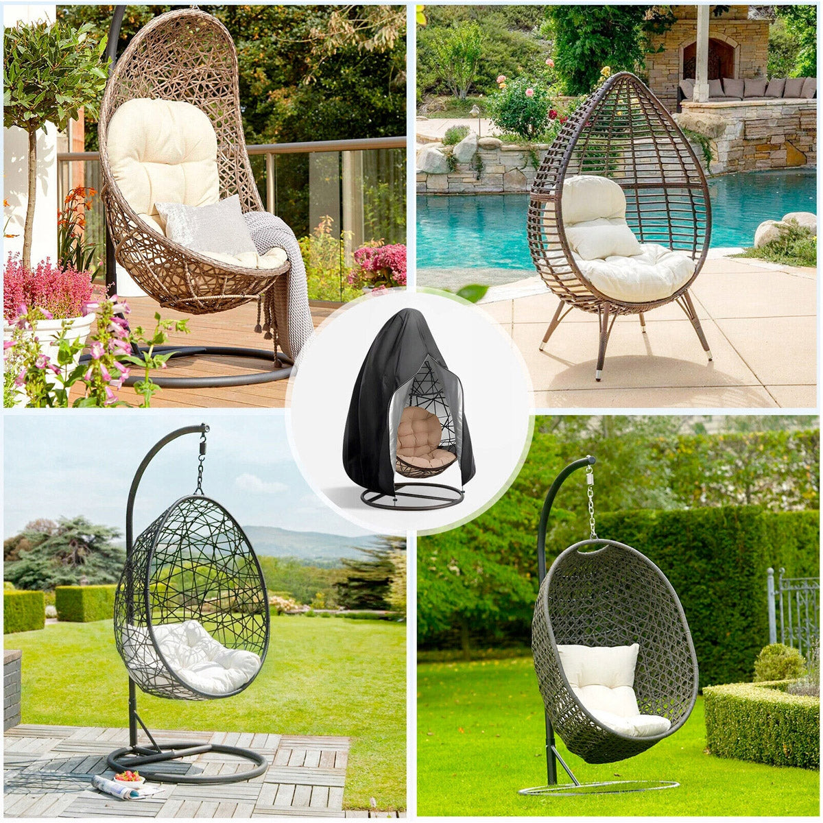 Chair Cover Hanging Double Cocoon Garden Swing Basket Cover Packaging status original