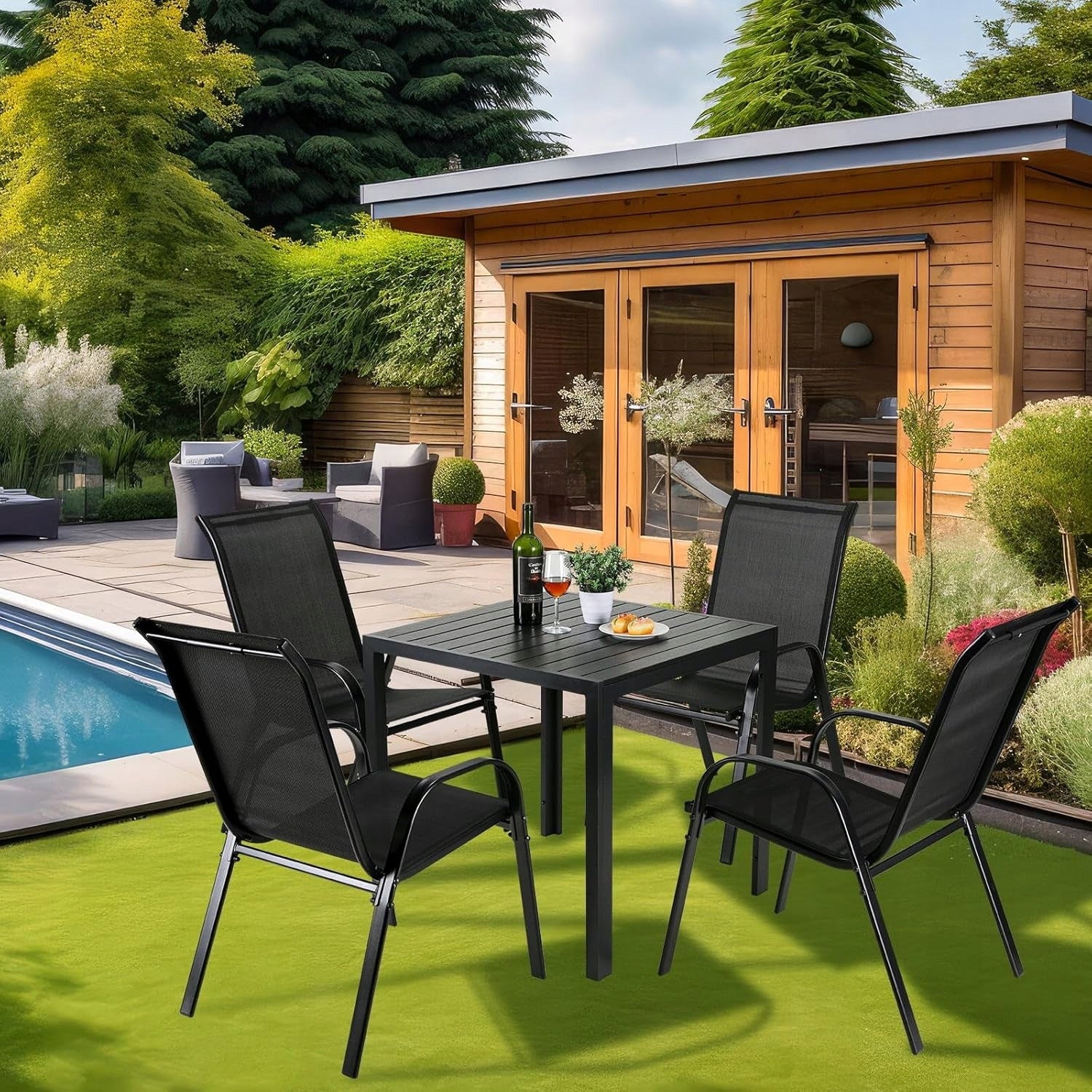 Chair Garden Chairs Boa Black Garden Terrace Balcony Plot Patio Color black