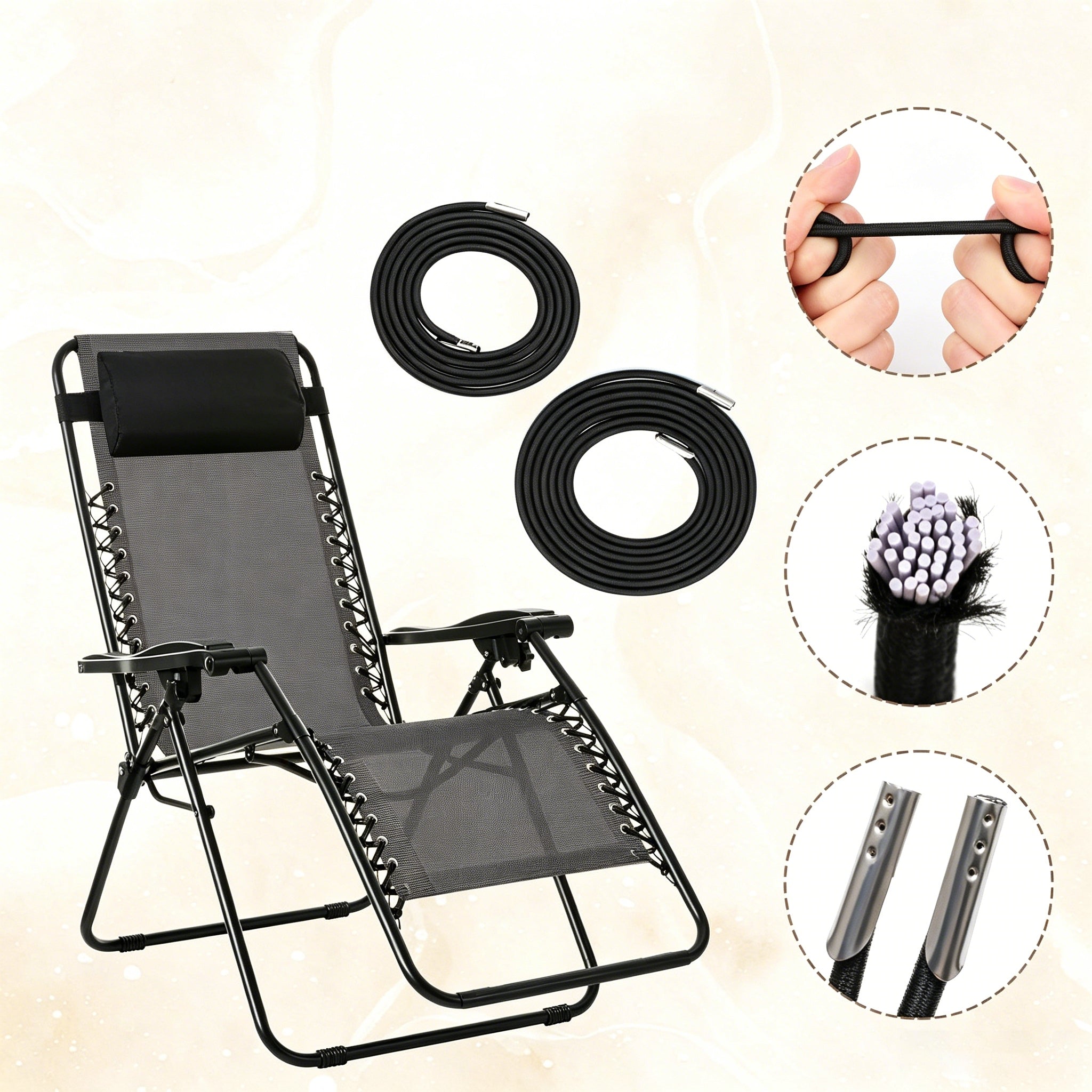 Chair Replacement Fabric Chair Canvas + 4pcs Elastic Drawstring Manufacturer code Krzesło Tkanina Szara