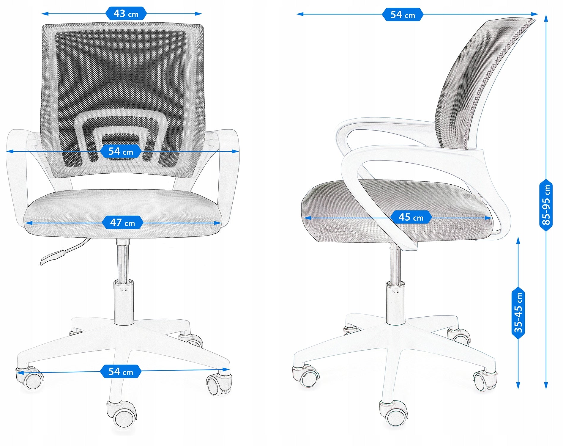 Chair SMART blue Furniture depth 54 cm