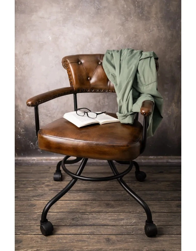 Chair leather armchair with armrests swivel quilted black legs Manufacturer code KH-258 KH039
