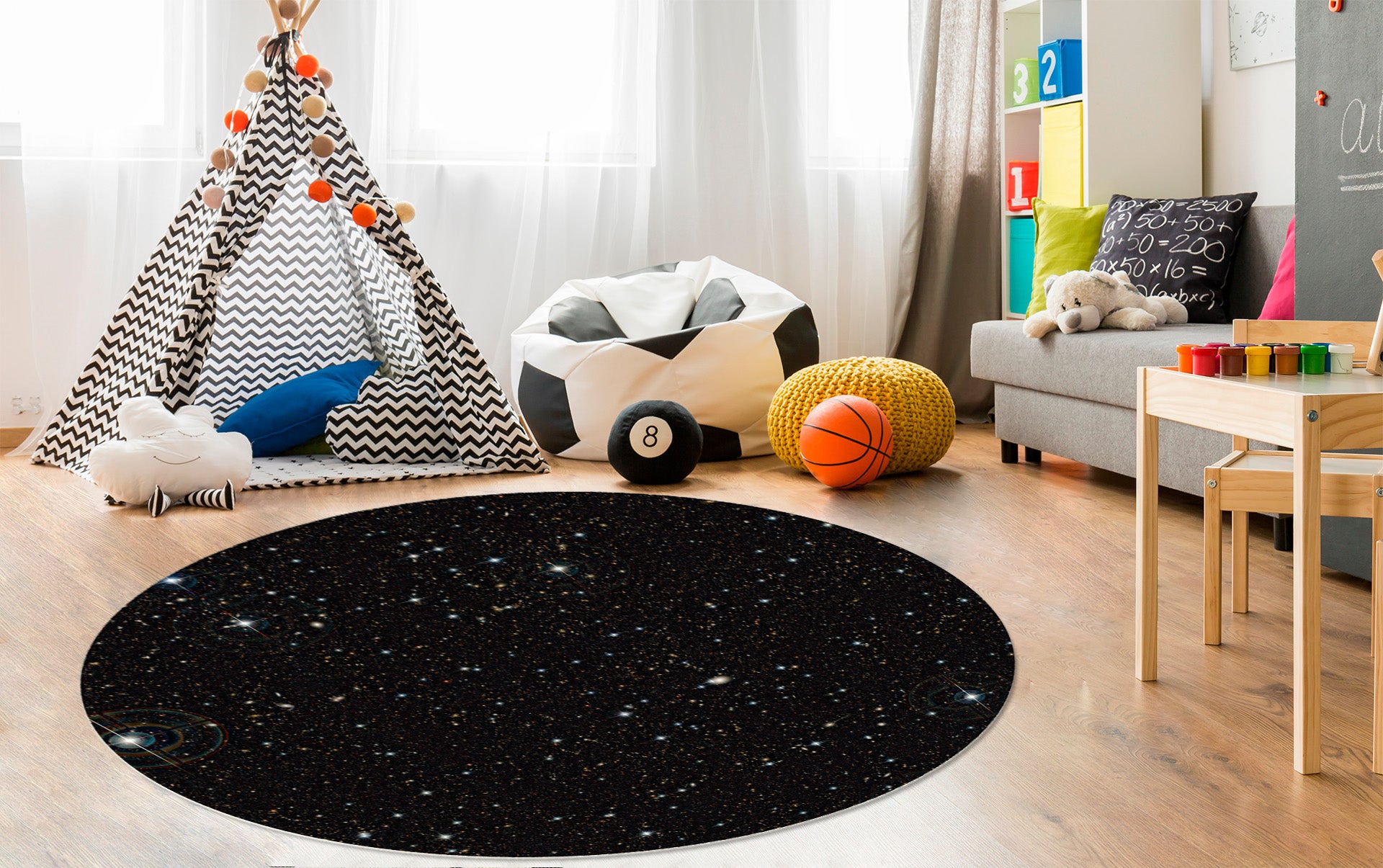 Chair pad round 100cm stars night Manufacturer code motomat mo36