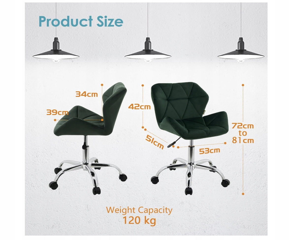 Chair swivel chair dark green velvet 59 x 56 x 74 cm stylish Kind rotary
