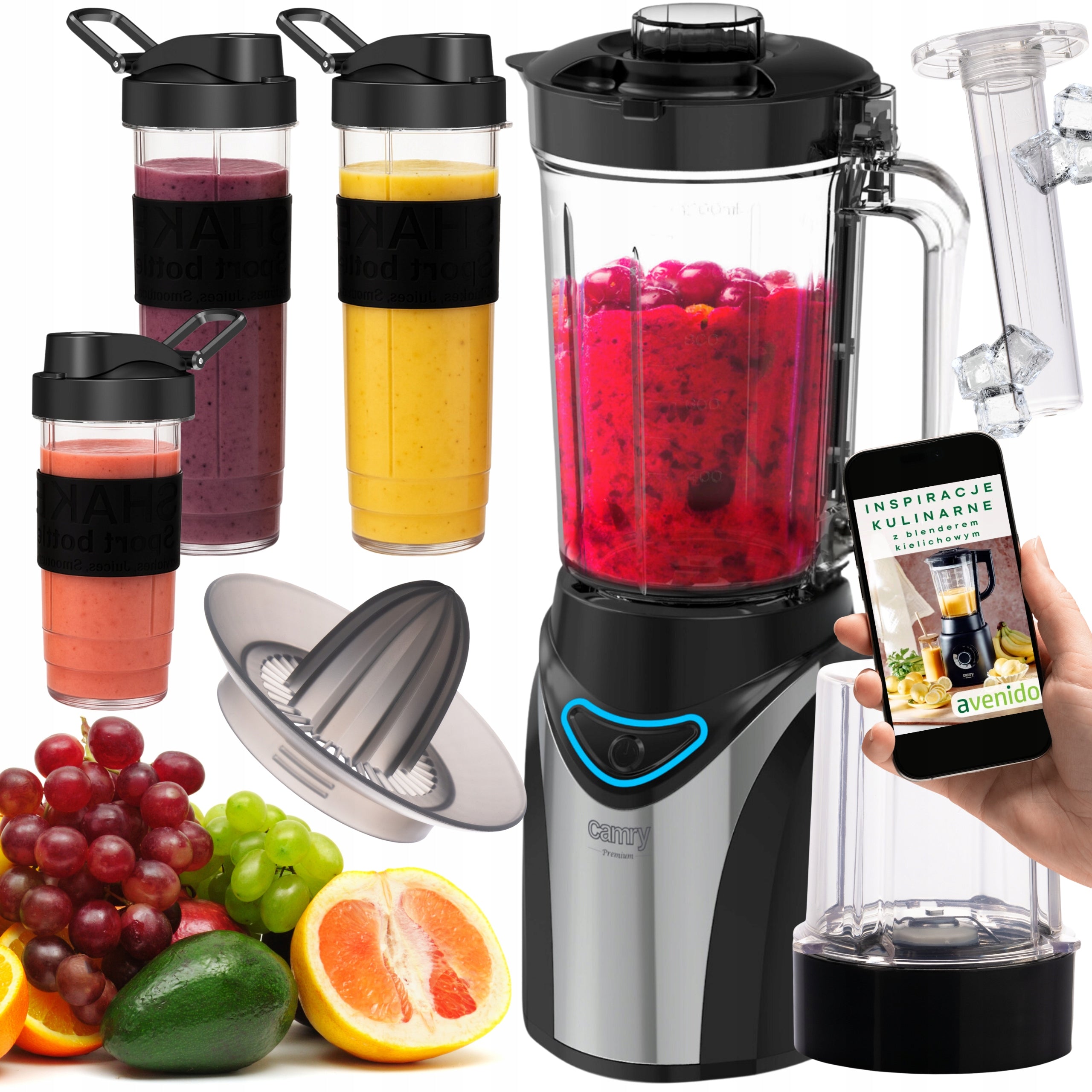 Chalice Blender For Kitchen 3 Bottles Shredder Crusher Ice