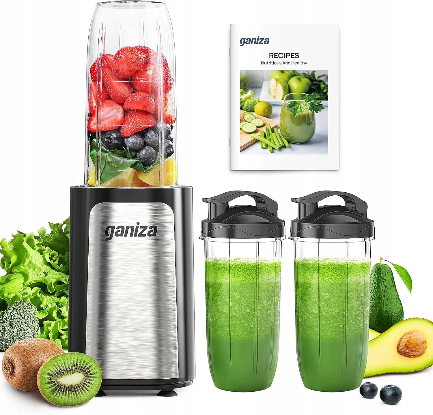 Chalice Blender Smoothie Maker Ganiza 900W 3x Bottle Cocktail Mixer