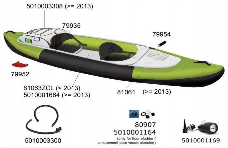 Chamber with Boston valve right and left Kayak Sevylor Yukon KCC380 EAN (GTIN) 3138520810612
