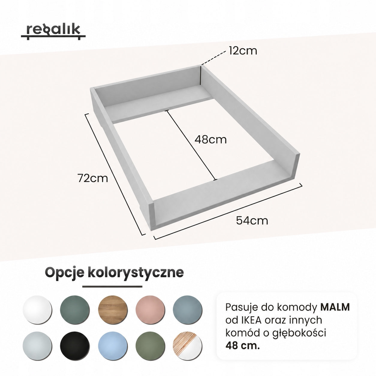 Changing Table Dresser Cover Malm 48cm IKEA 72x54 White Plywood Rounded Packaging status original