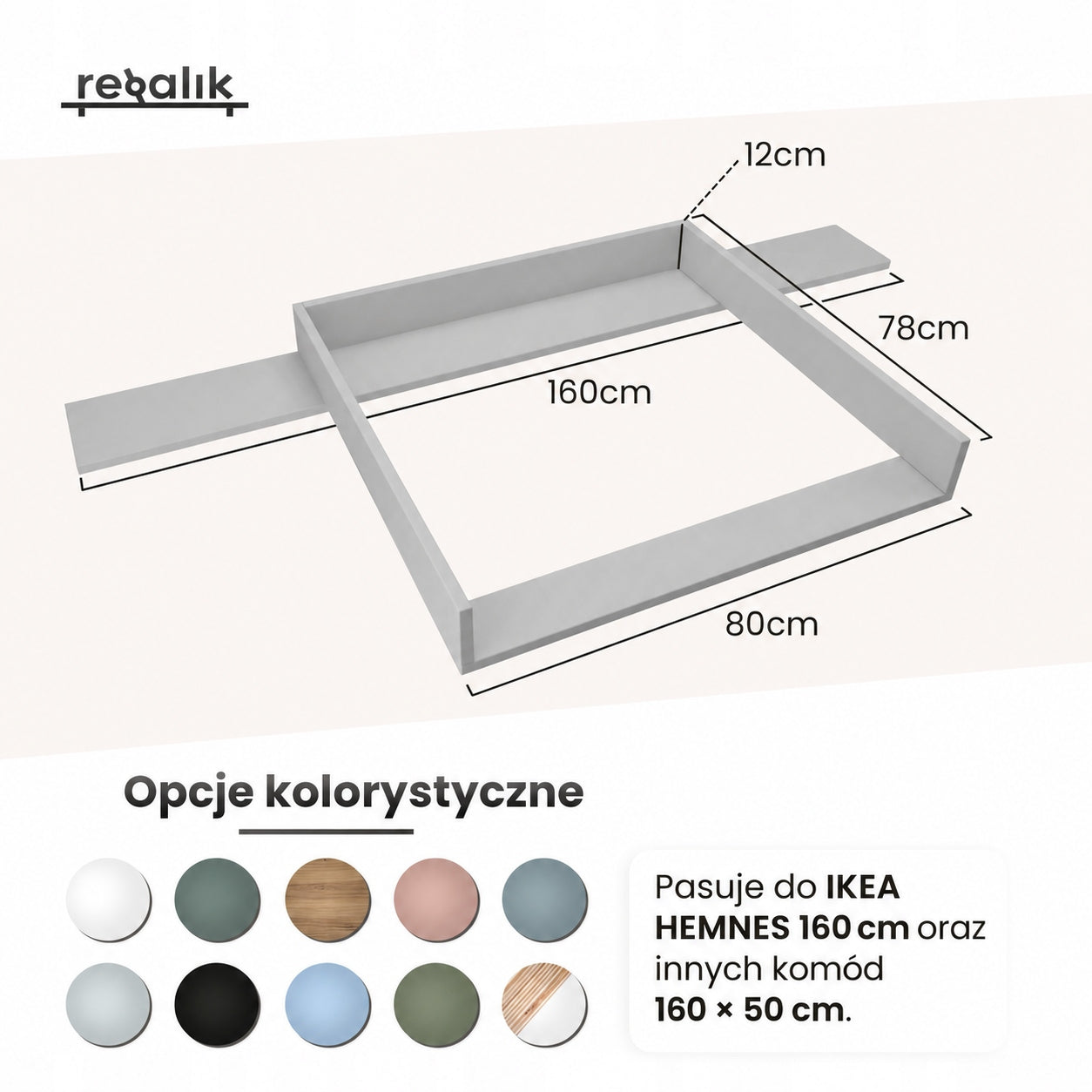 Changing Table Hemnes Dresser Cover 50 cm IKEA 78x80 cm Zaokr Oak with Blend Packaging status original