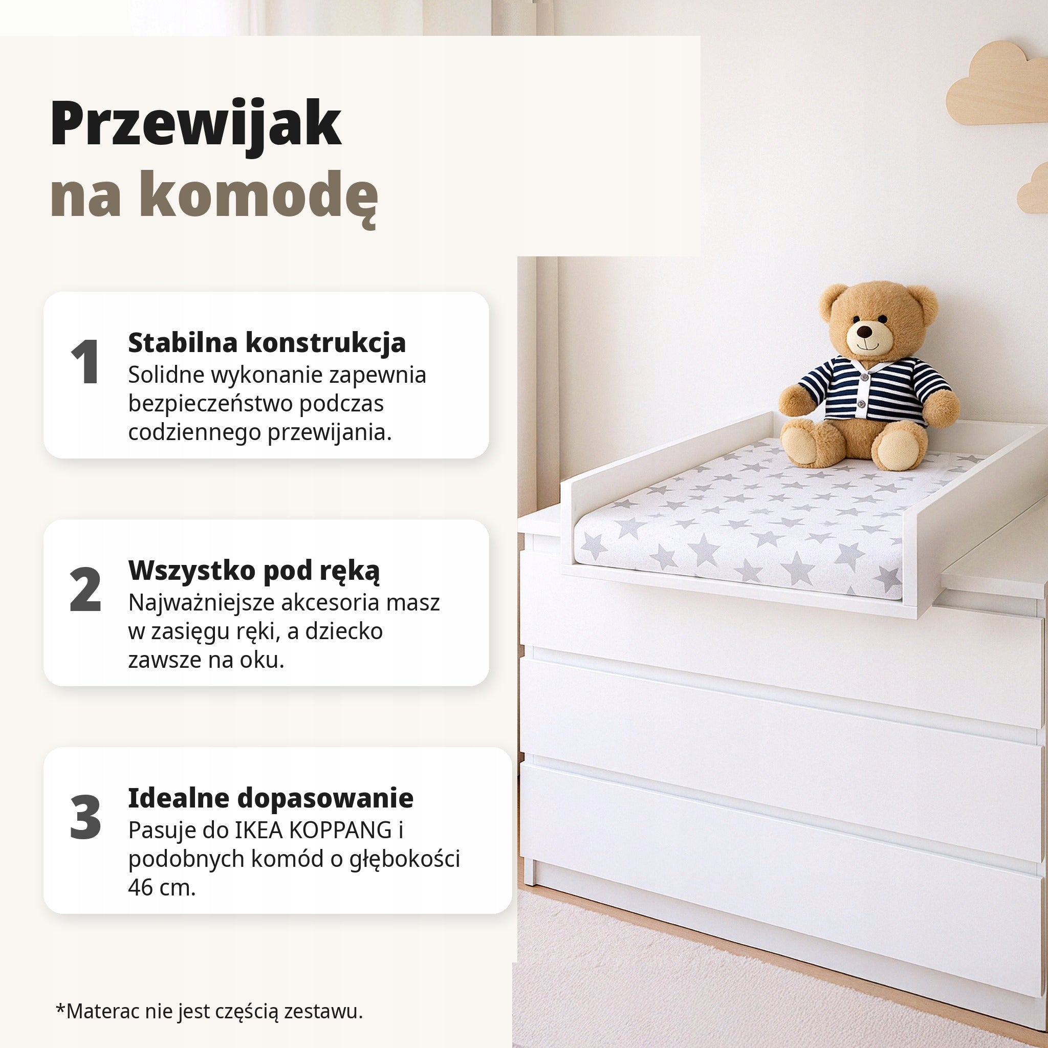 Changing Table Koppang 46cm IKEA 54x72cm Oak Rounded Brand no brand