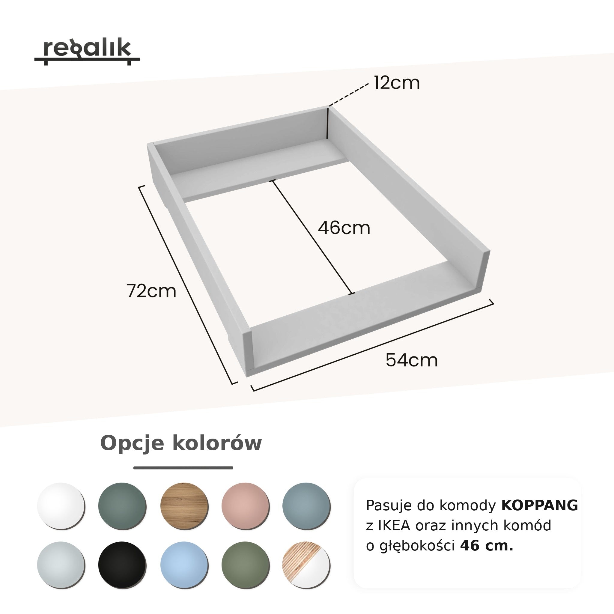 Changing Table Koppang 46cm IKEA 54x72cm Oak Rounded Packaging status original