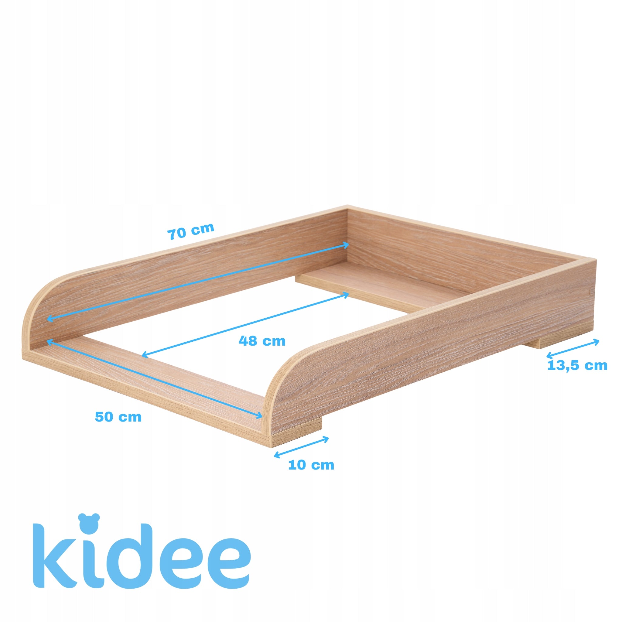 Changing pad for chest of drawers Malm 70x50 cm stained oak, rounded sides Brand Kidee