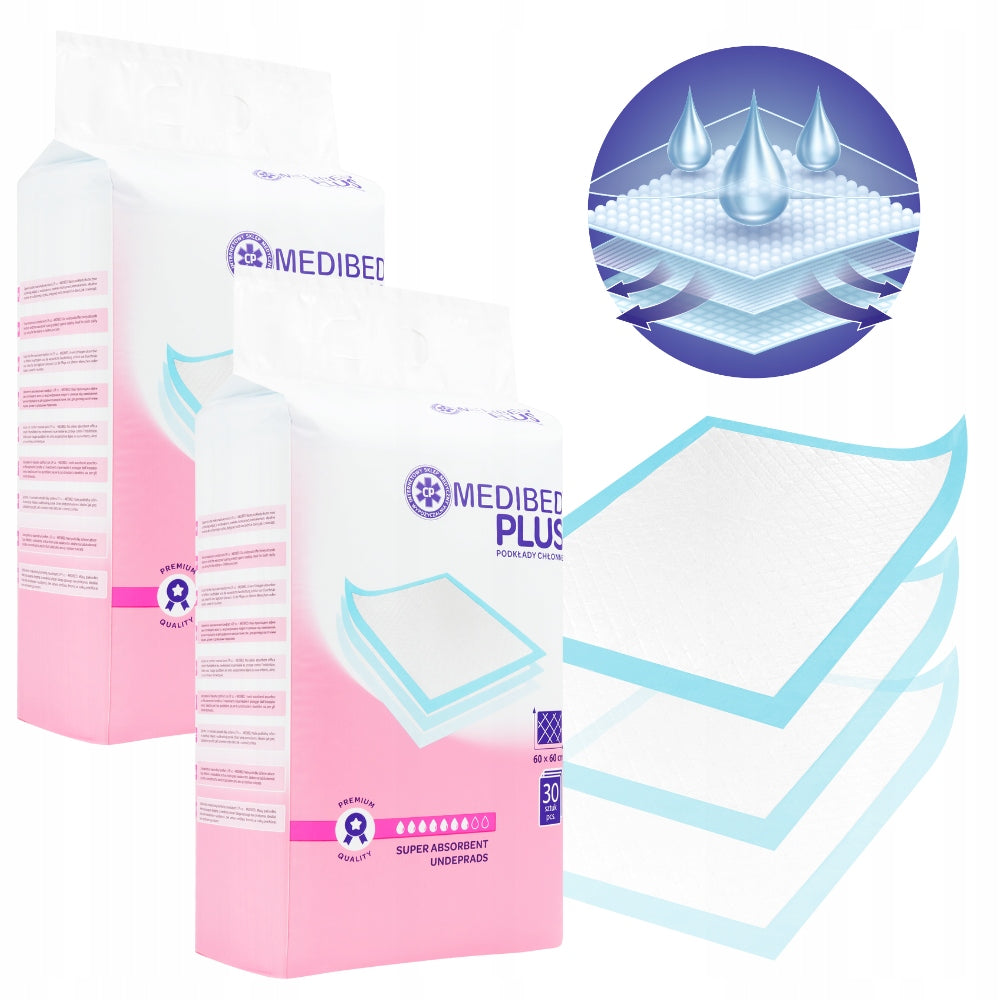 Changing pads MEDIBED PLUS 60X60 non-sterile PREMIUM 610ml 2x30 pcs Packaging status original