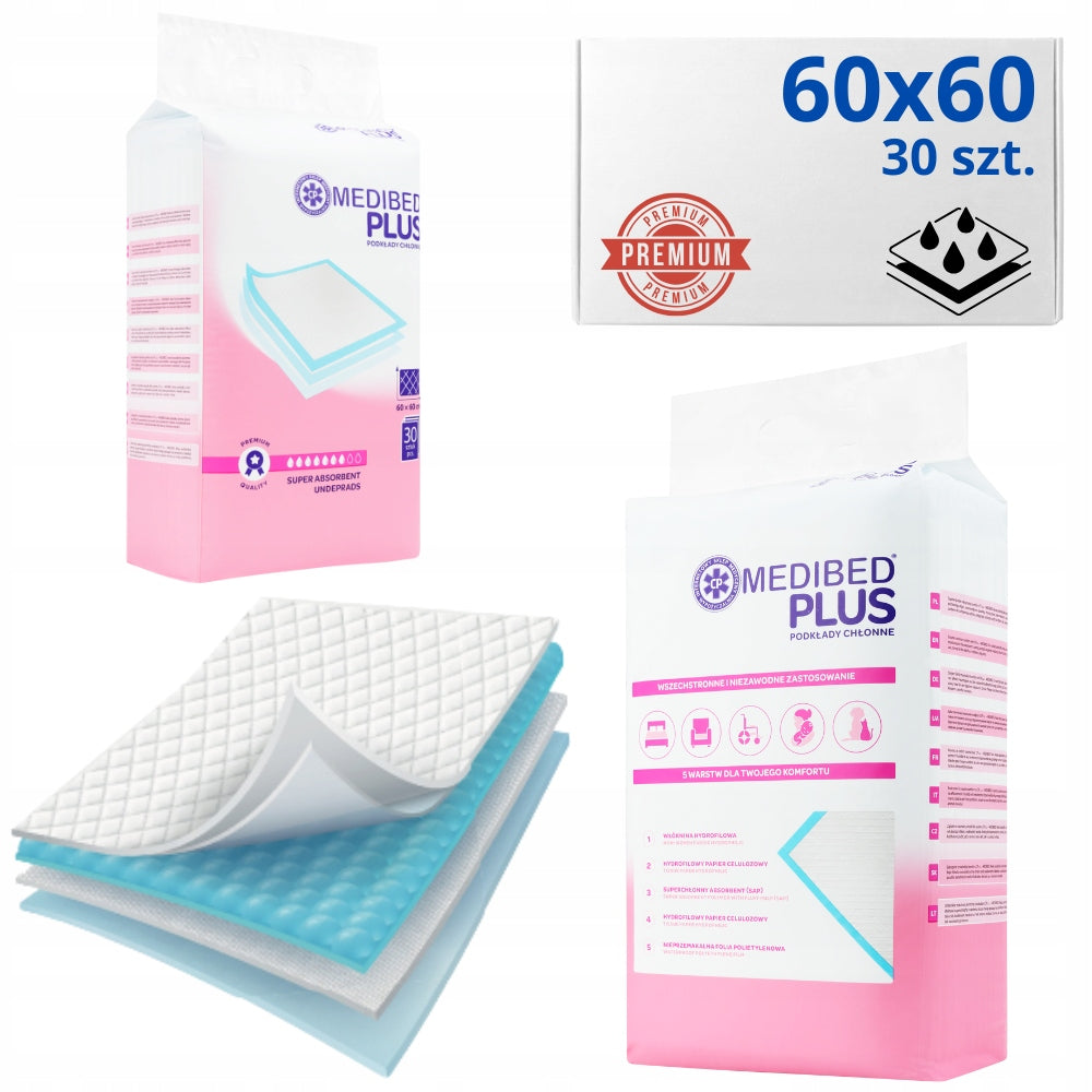 Changing pads MEDIBED PLUS 60X60 non-sterile PREMIUM 610ml 30 PCS.
