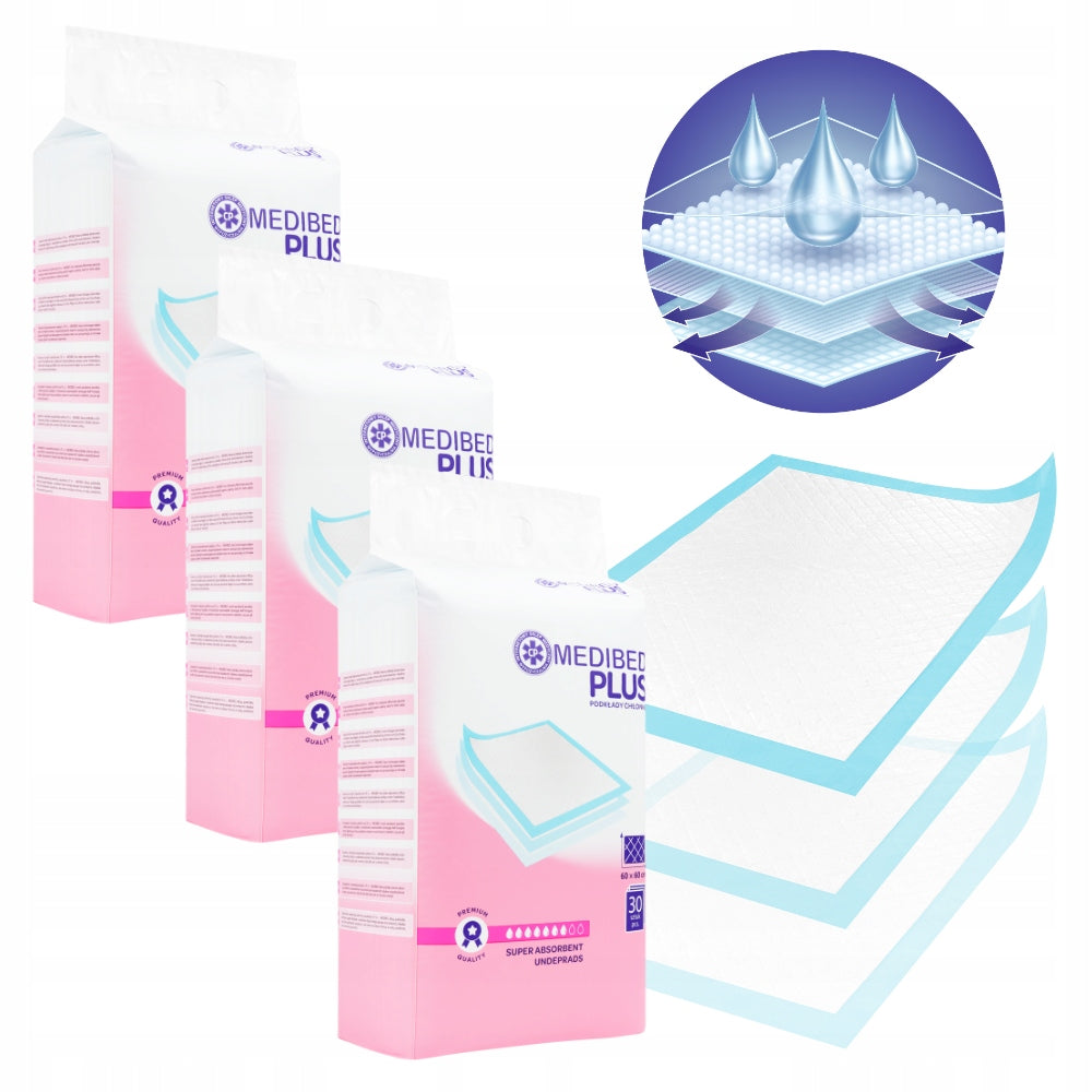Changing pads MEDIBED PLUS 60X60 non-sterile PREMIUM 610ml 90 PCS. Packaging status original