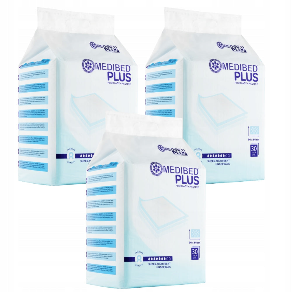 Changing pads MEDIBED PLUS 90x60 non-sterile PREMIUM 960ml 90 PCS. Packaging status original
