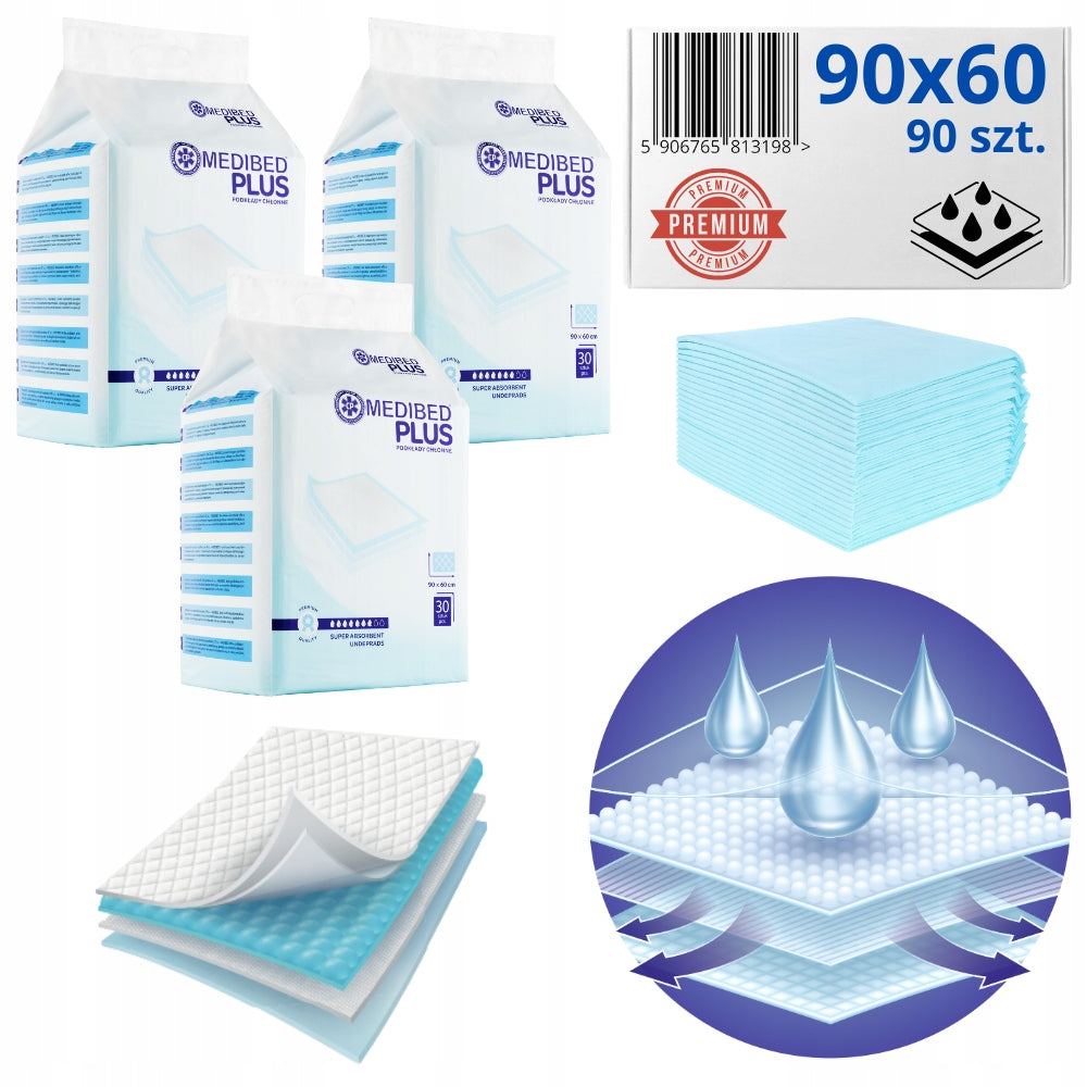 Changing pads MEDIBED PLUS 90x60 non-sterile PREMIUM 960ml 90 PCS.